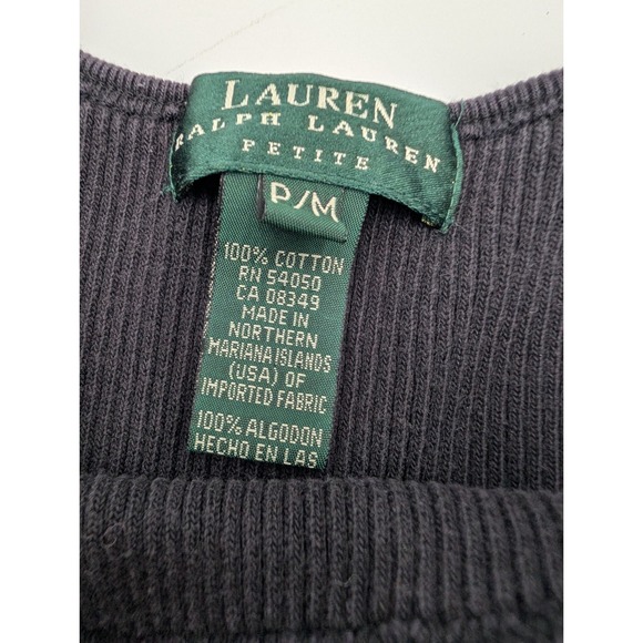 Lauren‎ Ralph Lauren Petite Ribbed Tank Top Black P M 100 Cotton - Picture 4 of 12